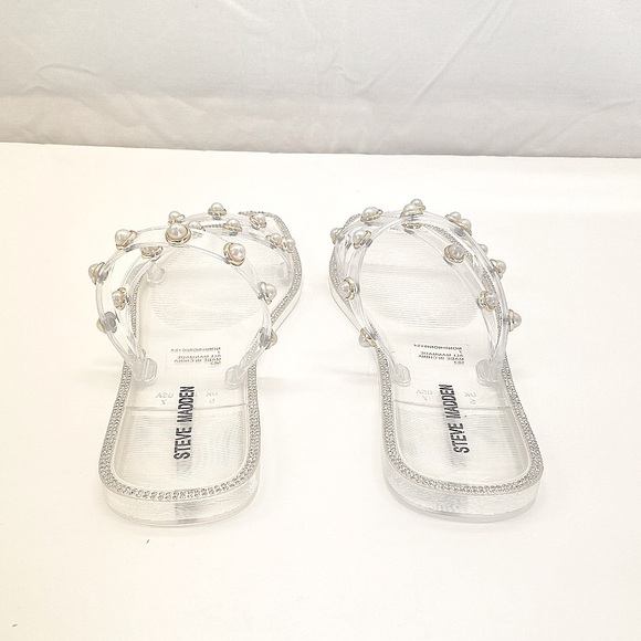 STEVE MADDEN NONII Clear/Pearl Embellished Sandals. Women's Size 7 - Picture 5 of 13